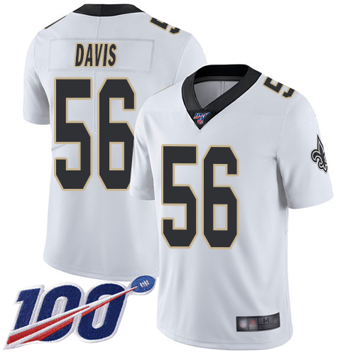 Men New Orleans Saints Limited White DeMario Davis Road Jersey NFL Football #56 100th Season Vapor Untouchable Jersey->new orleans saints->NFL Jersey